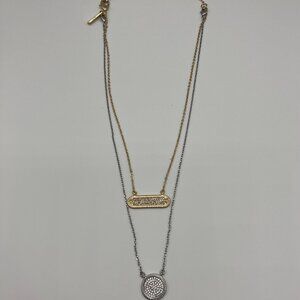 WHBM Convertible Layered Double Strand Silver Gold Charm Necklace